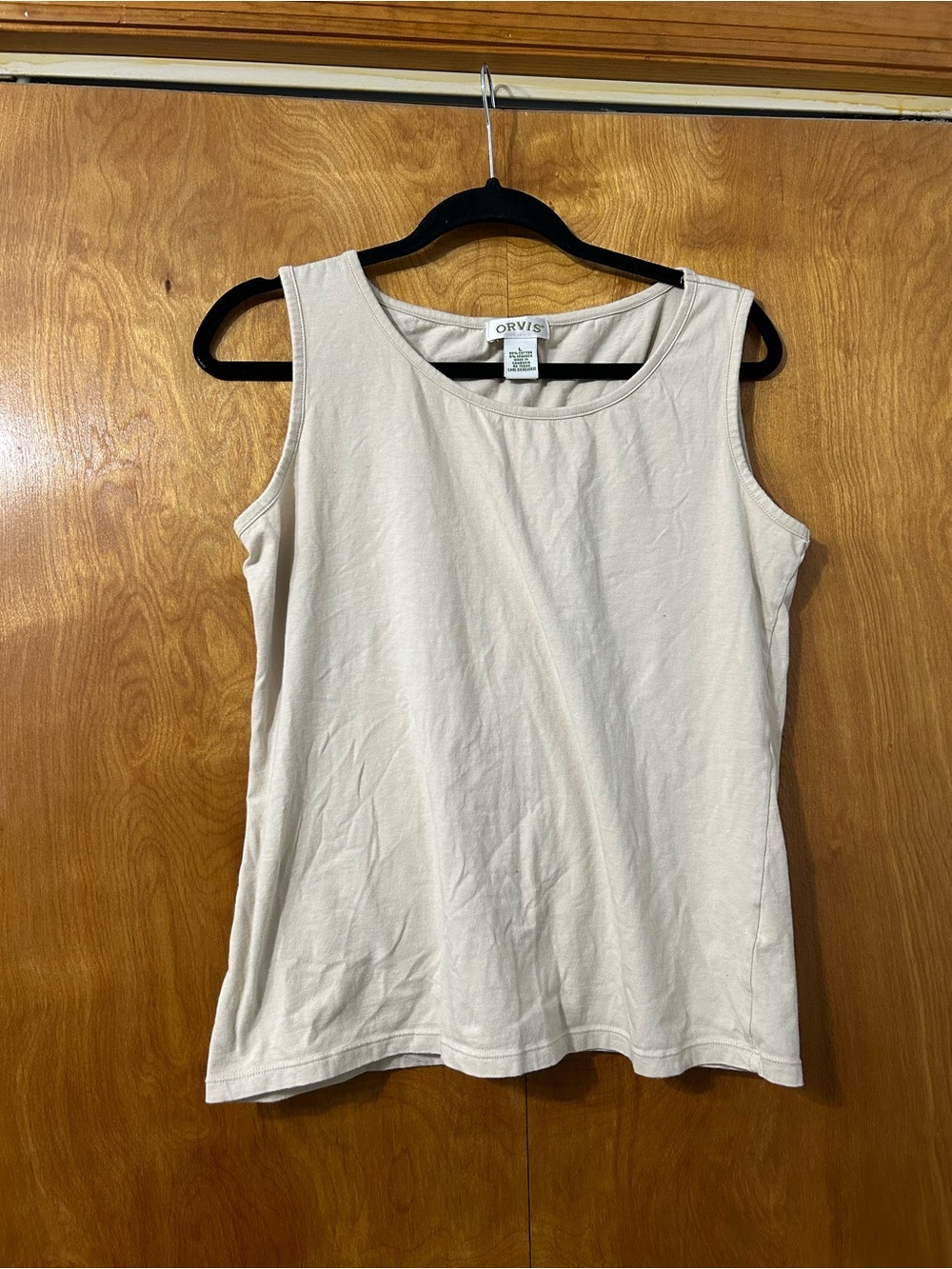 Orvis Cream/Light Tan Scoop Neck Cotton Tank Top